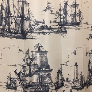 IKEA: Aggersund Shower Curtain, white & blue, nautical & beach theme, 71" x 71"